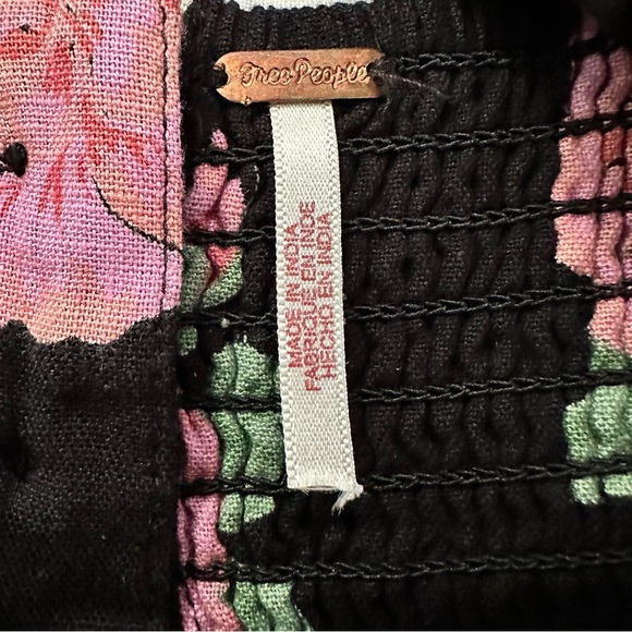 Free People Bom Bom Mini Dress | Black Floral Polka Dot Cutout Back | Size Small - Picture 8 of 13